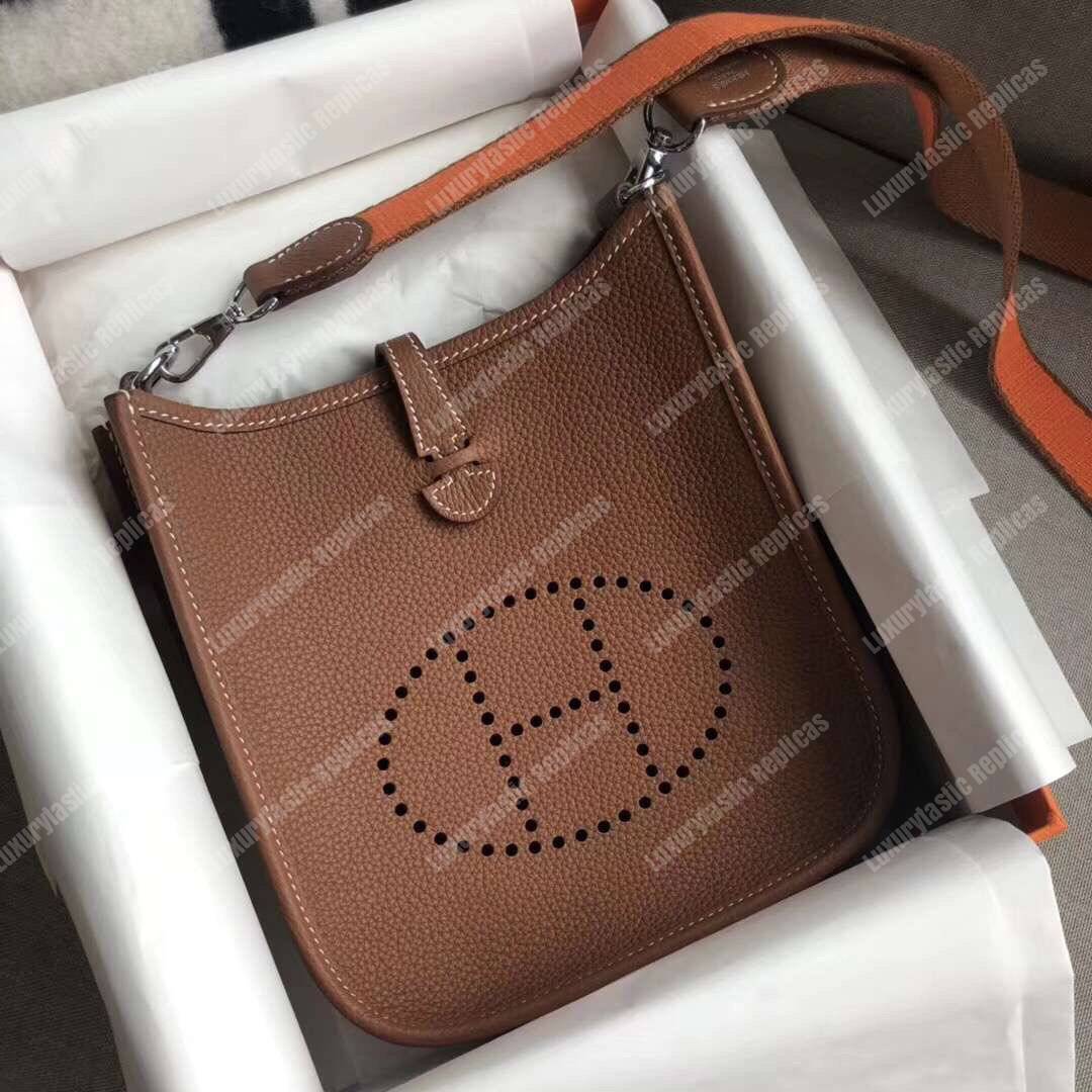 H**mes mini evelyne iii 17 clemence bag gold