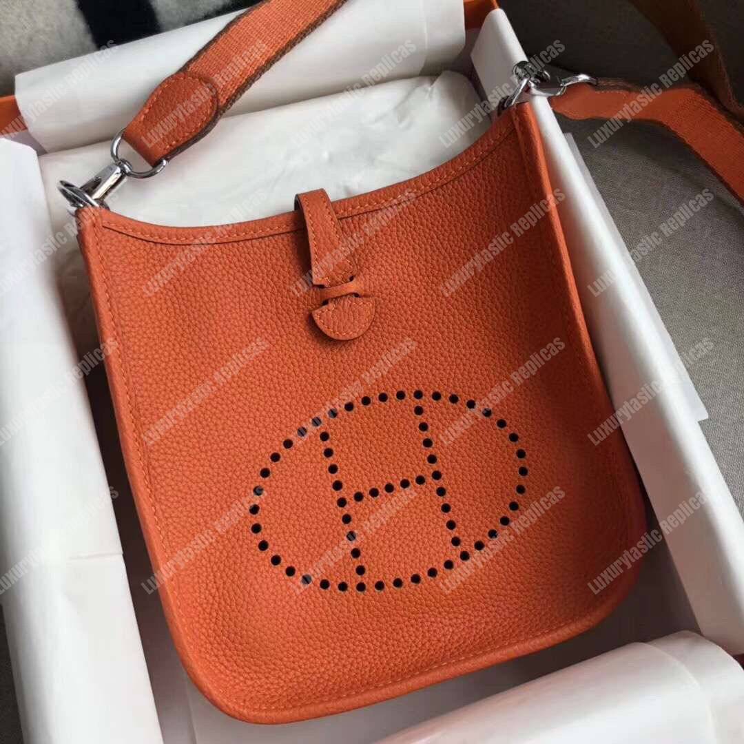 H**mes mini evelyne iii 17 clemence bag orange