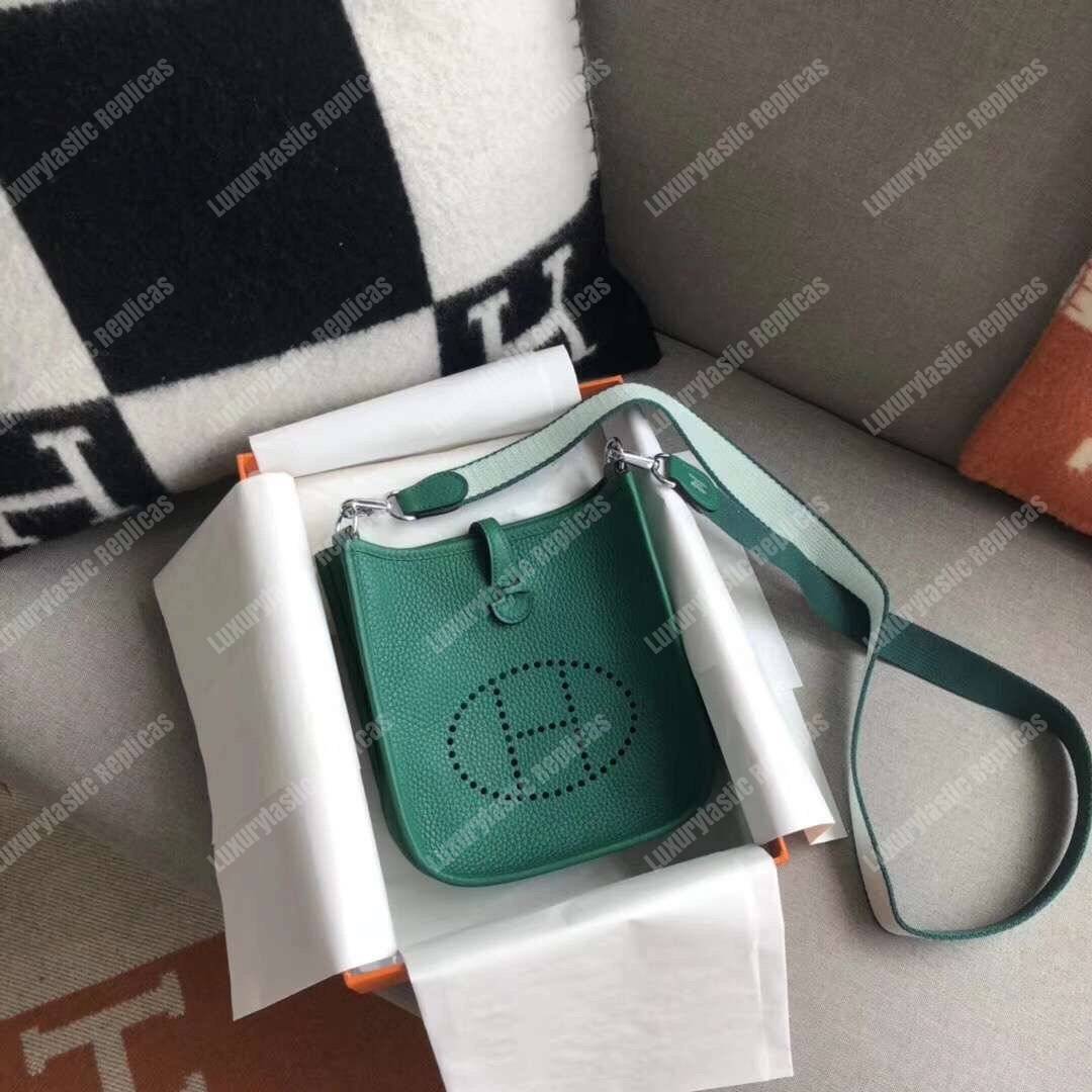 H**mes mini evelyne iii 17 clemence bag vert vertigo