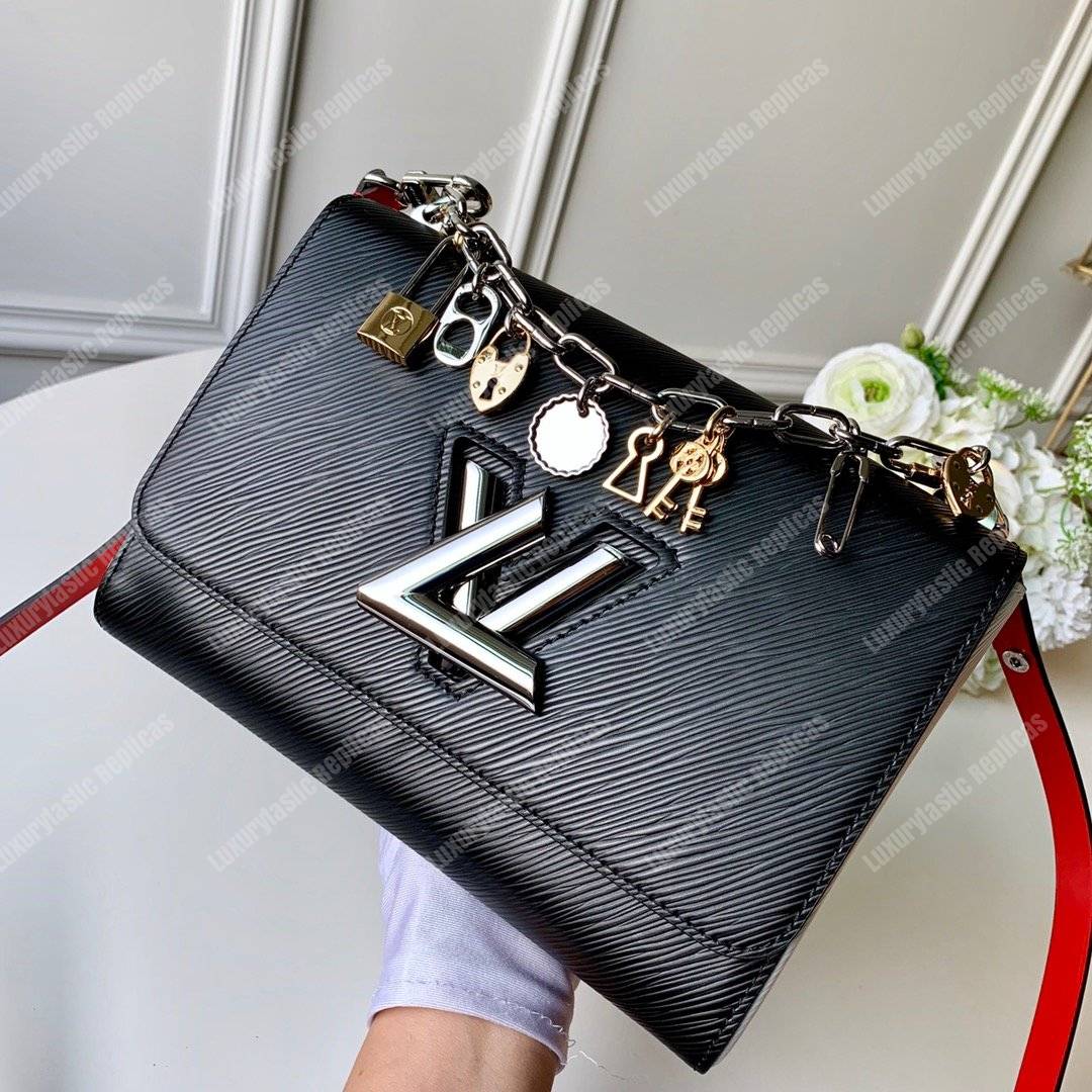 LV Twist MM Epi Love Lock Charms Black