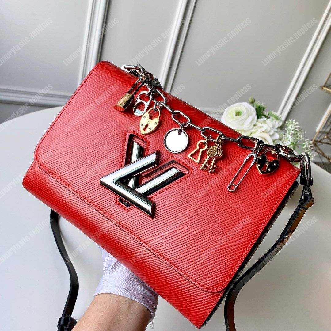 LV Twist MM Epi Love Lock Charms Cerise