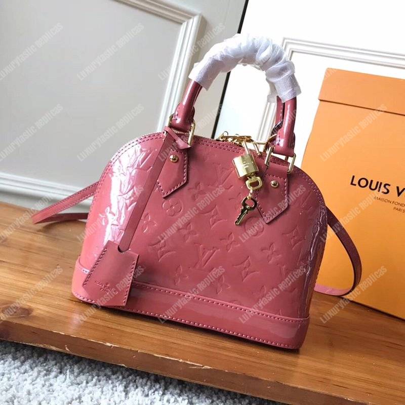 LV Alma BB Monogram Vernis Leather Vieux Rose
