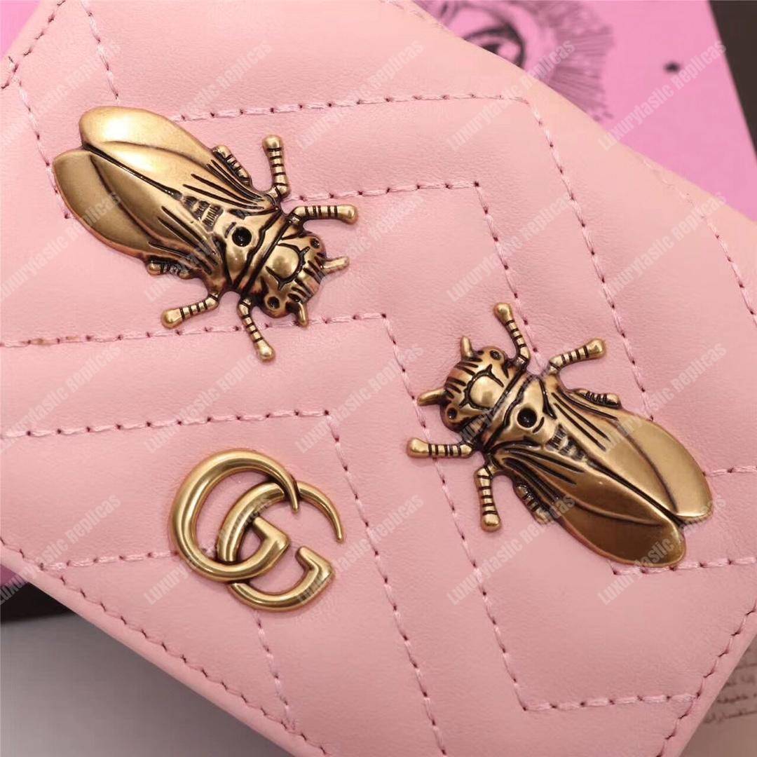 G*u*i gg marmont card case wallet with cicada pink