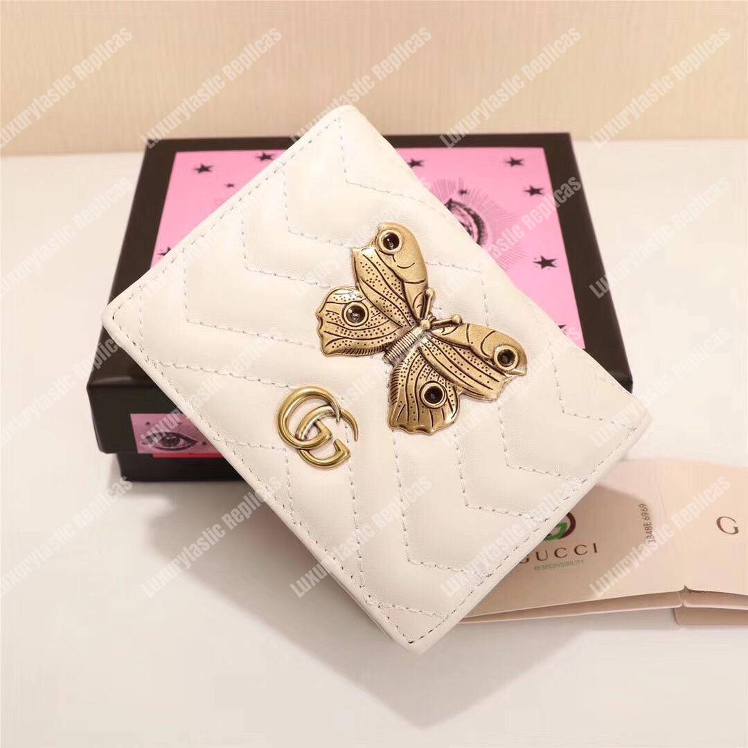 G*u*i gg marmont card case wallet with butterfly white