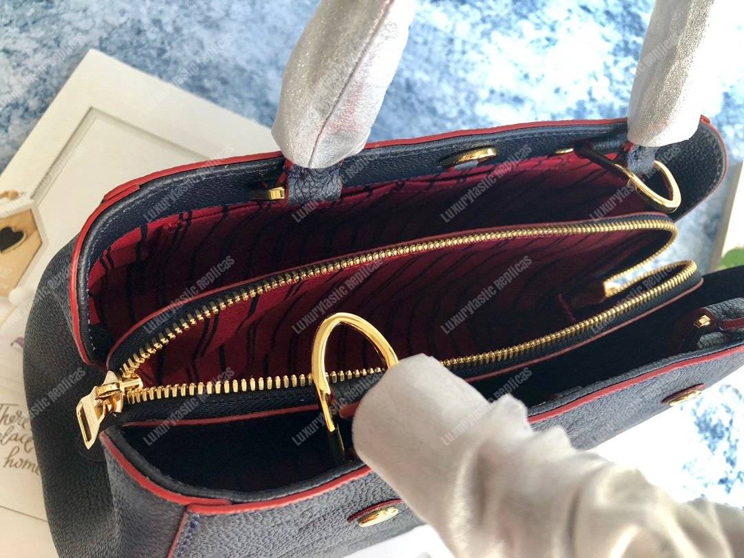 LV Montaigne BB Monogram Empreinte Leather Marine Rouge