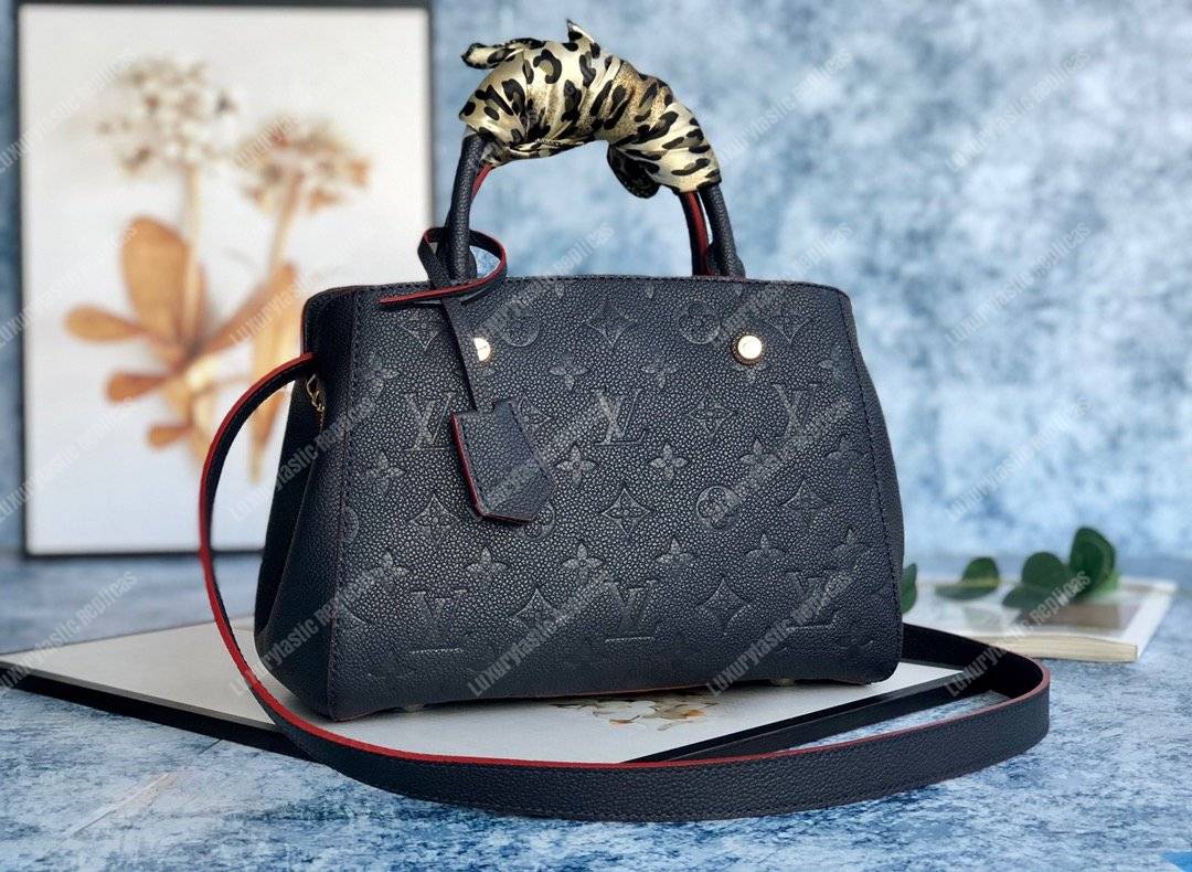 LV Montaigne BB Monogram Empreinte Leather Marine Rouge
