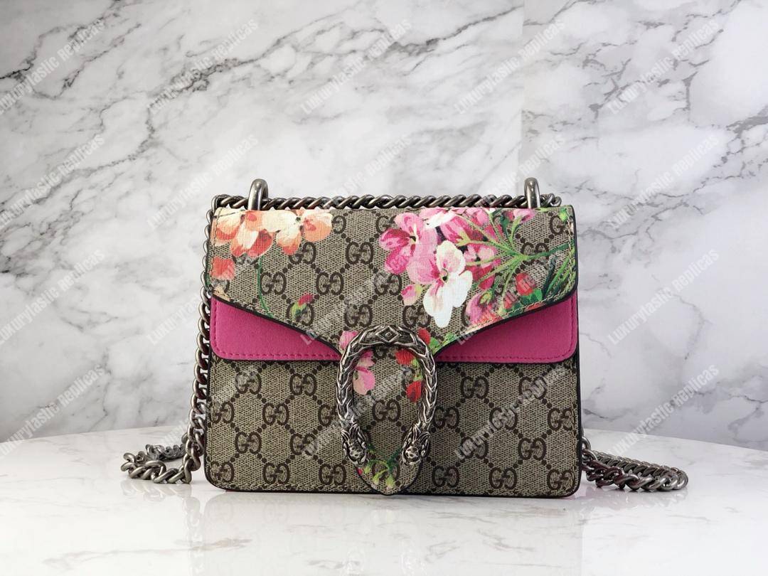 G*u*i blooms dionysus gg sup*e mini bag beige pink