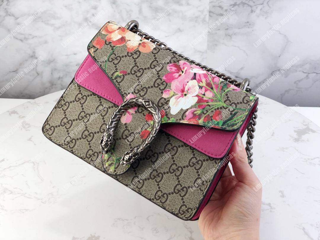 G*u*i blooms dionysus gg sup*e mini bag beige pink