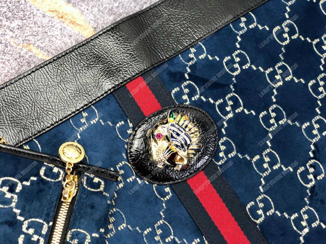 G*u*i gg rajah large tote blue gg velvet