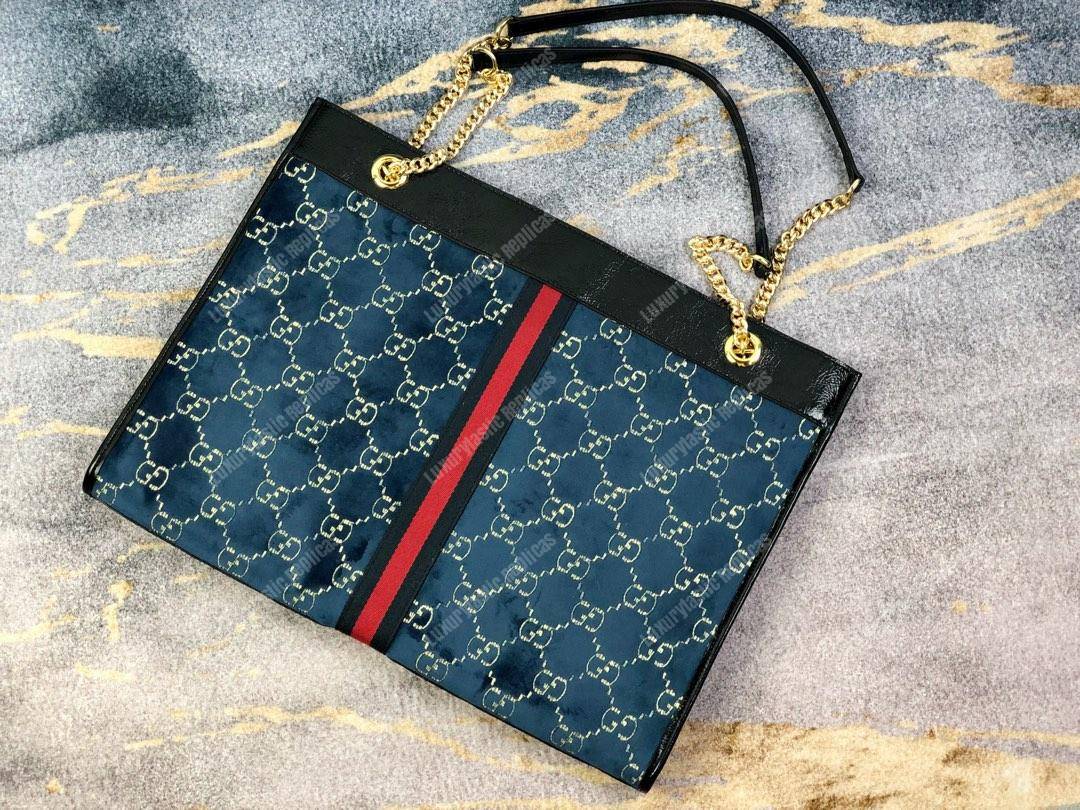G*u*i gg rajah large tote blue gg velvet
