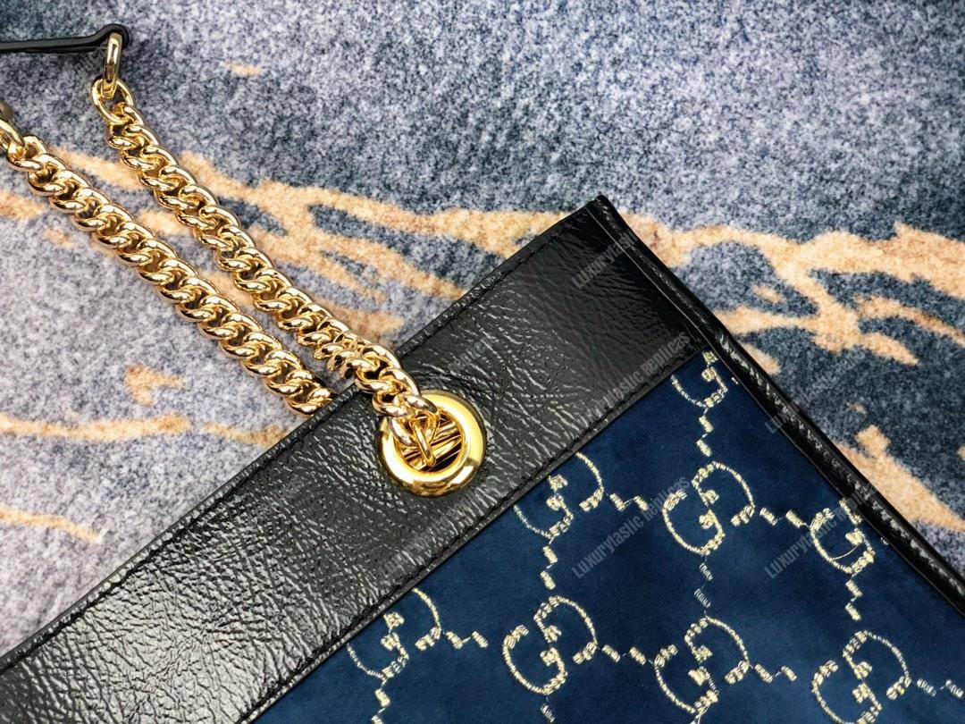 G*u*i gg rajah large tote blue gg velvet