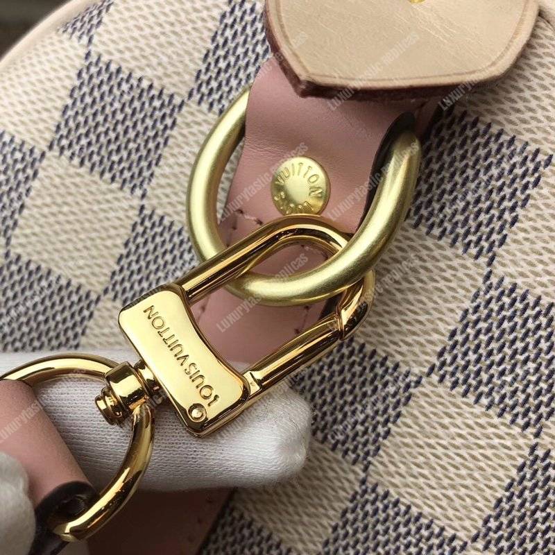 LV Speedy Bandouliere 25 Damier Azur Canvas Rose Ballerine Pink