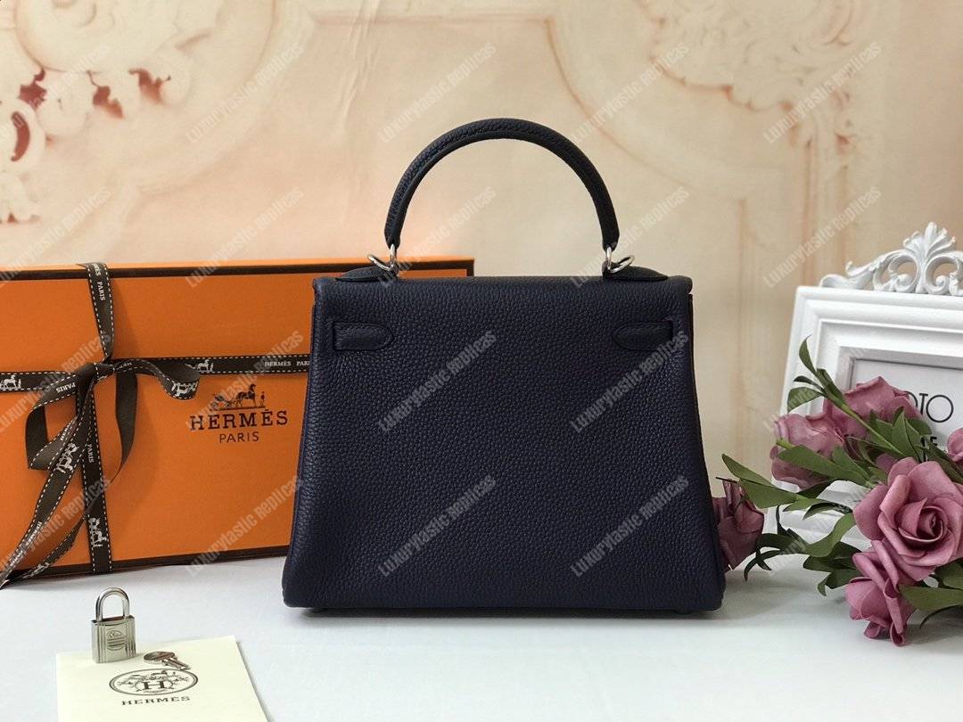 H**mes kelly 28 togo sapphire blue silver-toned hardware