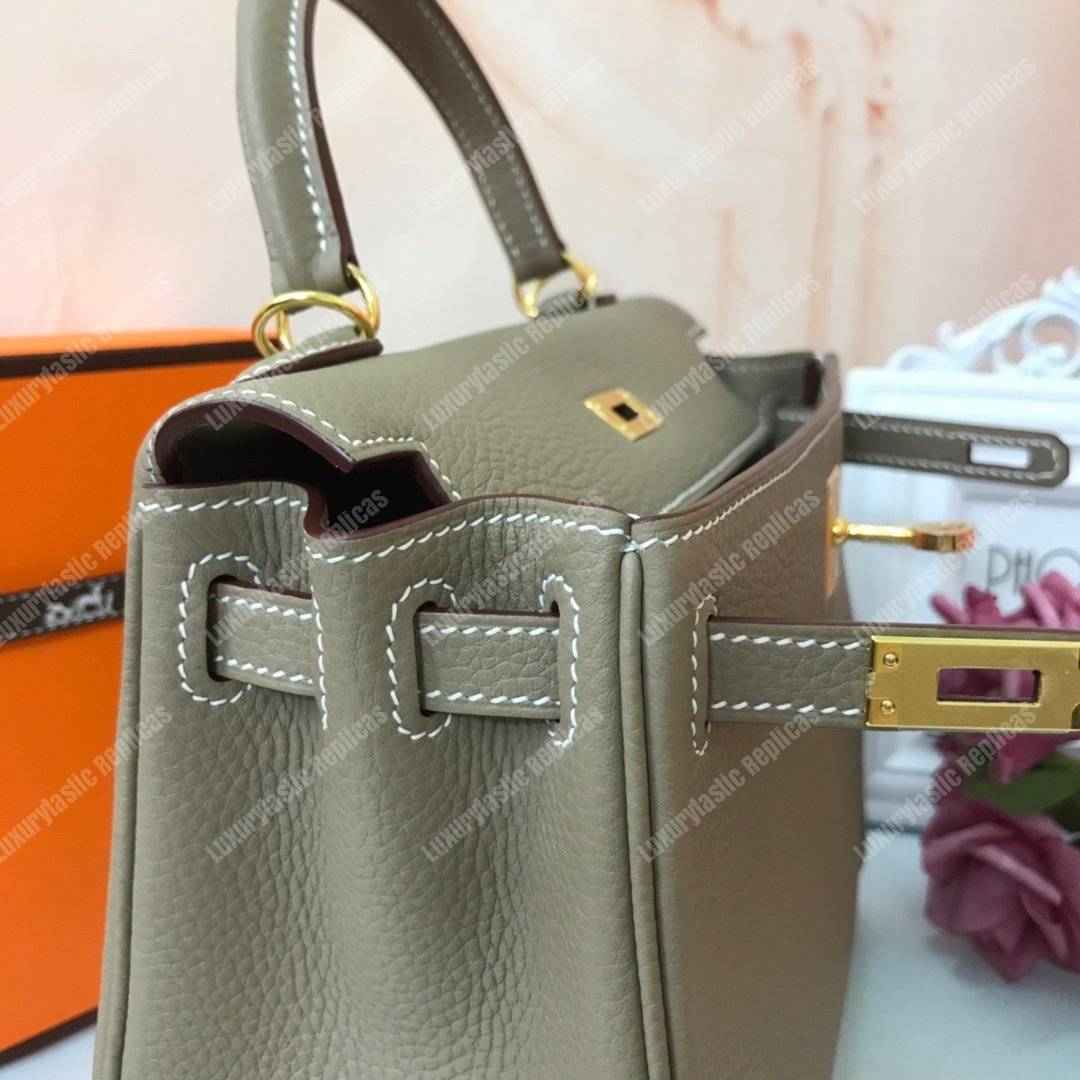 H**mes kelly 25 togo etoupe gold-toned hardware