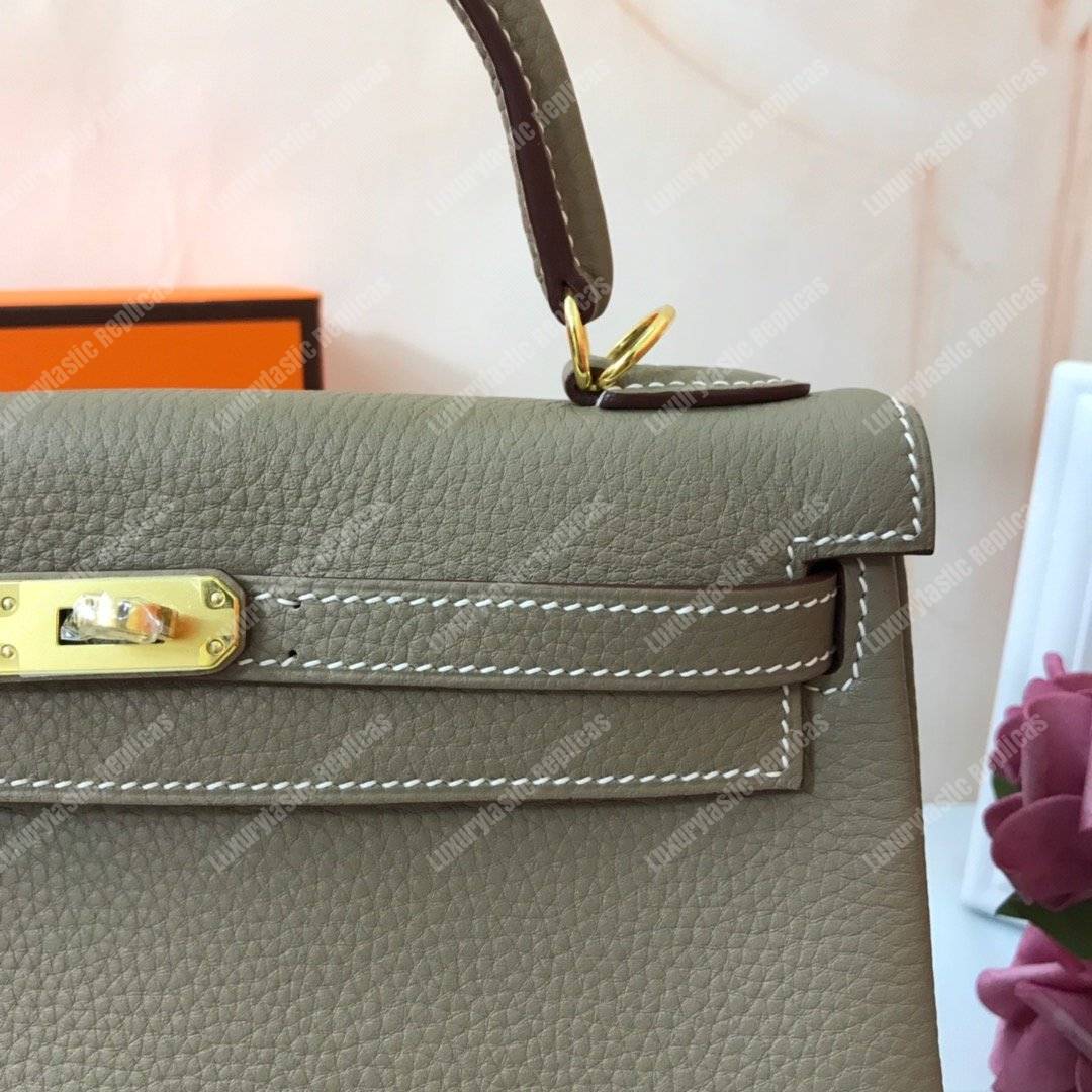 H**mes kelly 25 togo etoupe gold-toned hardware