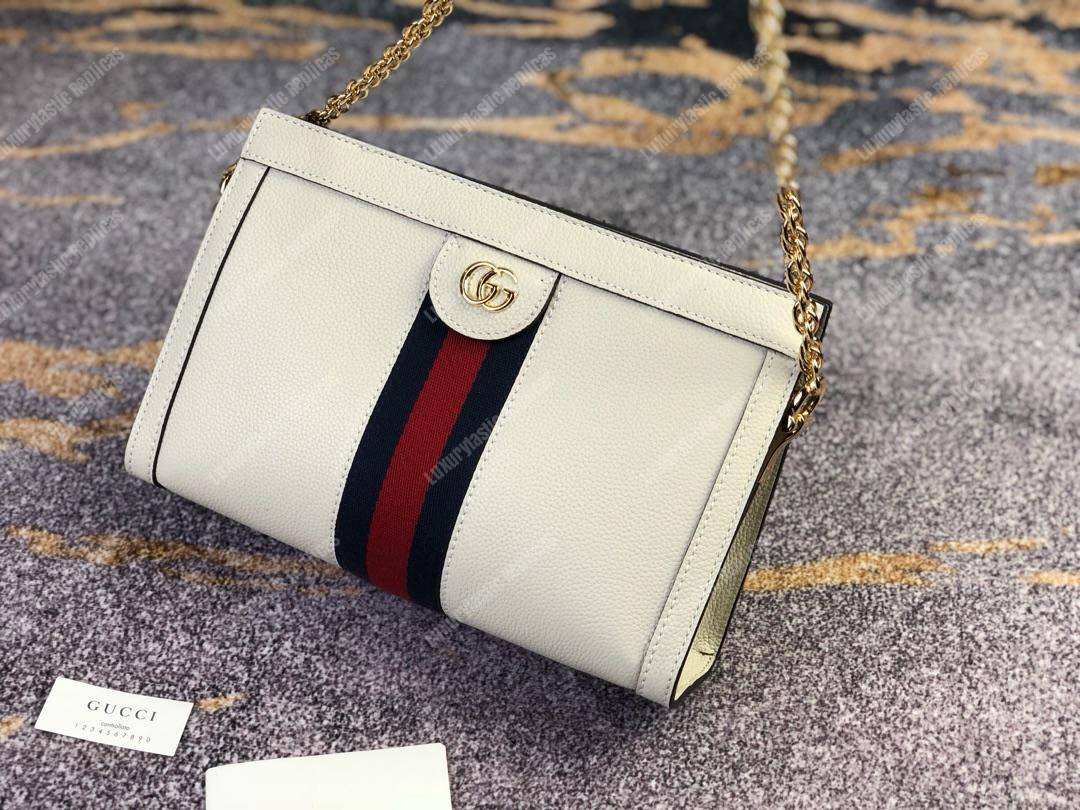 G*u*i ophidia leather small shoulder bag white
