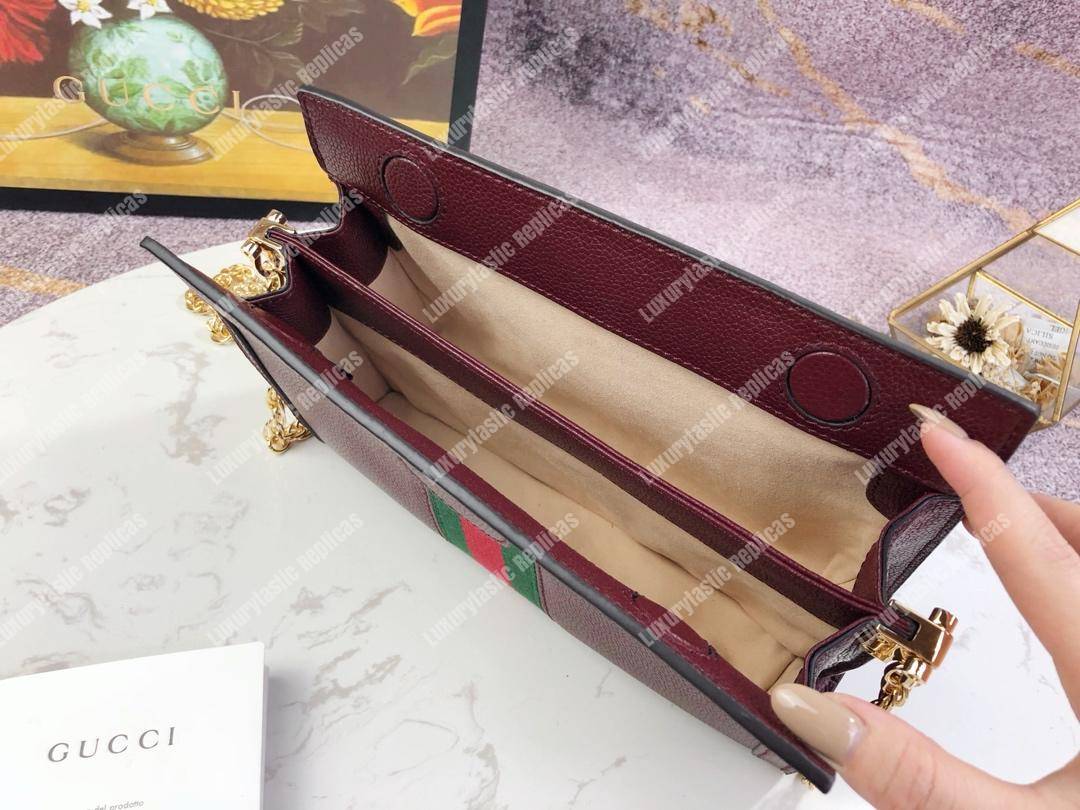 G*u*i ophidia leather small shoulder bag burgundy