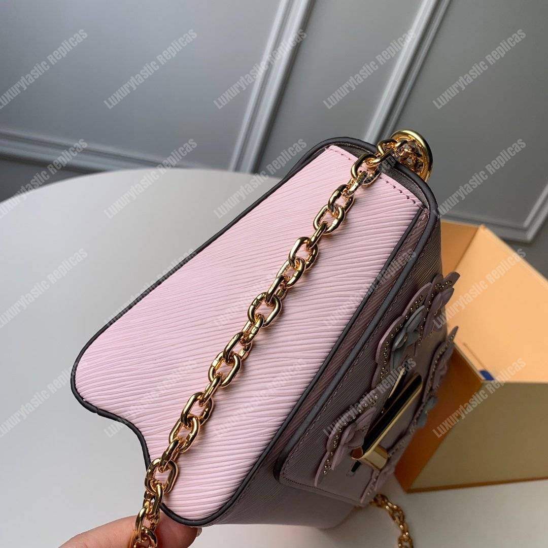 LV Twist MM Epi Flower Tinsel Rose Ballerine