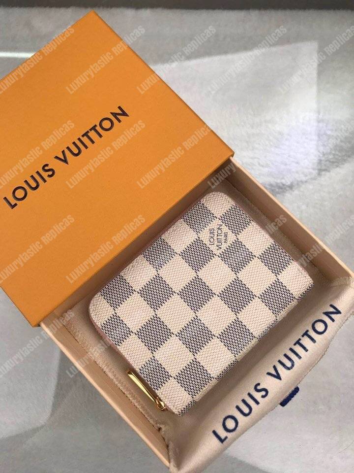 LV Zippy Coin Purse Damier Azur Rose Ballerine Pink