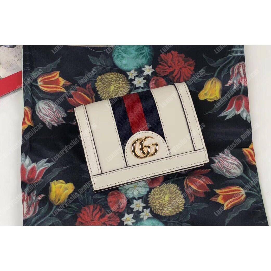 G*u*i ophidia leather card case wallet white
