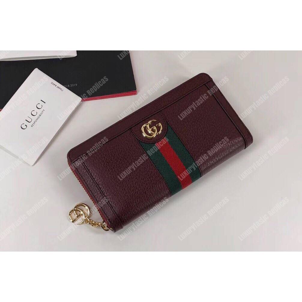 G*u*i ophidia zip around wallet burgundy leather