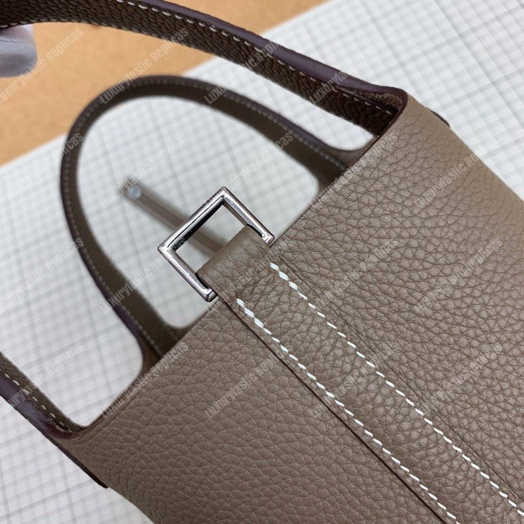 H**mes picotin 18 clemence taupe grey palladium hardware
