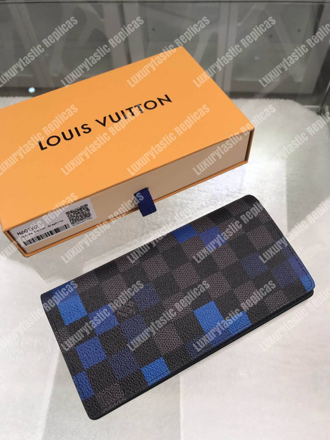 LV Brazza Wallet Damier Graphite Pixel Blue