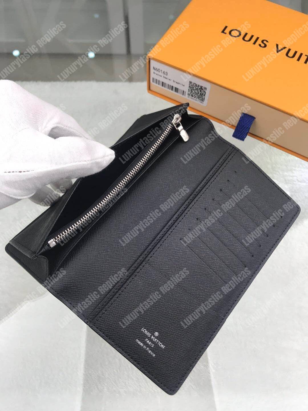 LV Brazza Wallet Damier Graphite Pixel Gray
