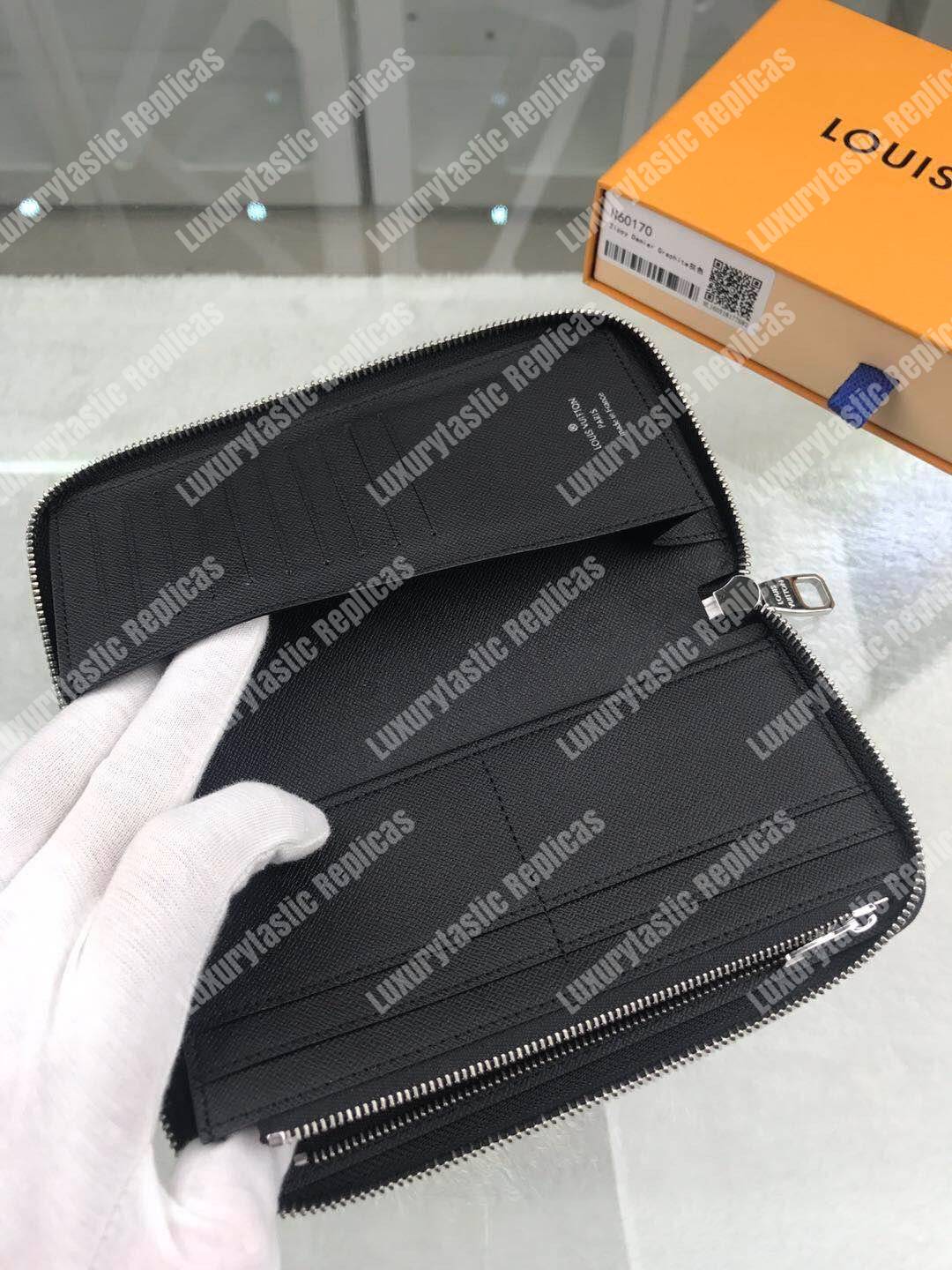LV Zippy Wallet Vertical Damier Graphite Pixel Gray