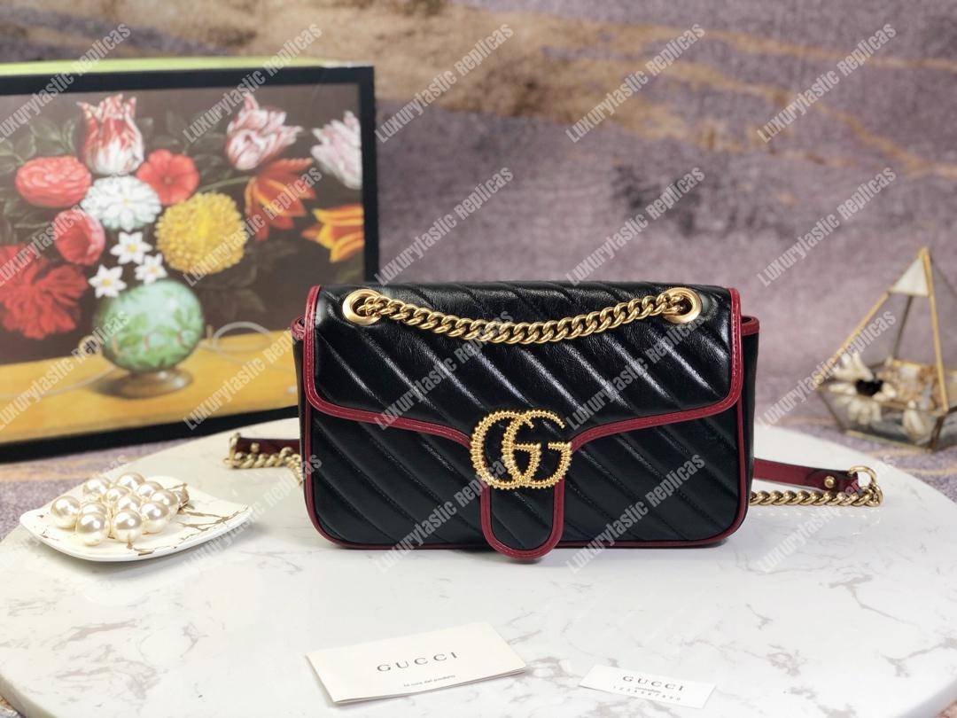 G*u*i gg marmont small shoulder bag black cerise