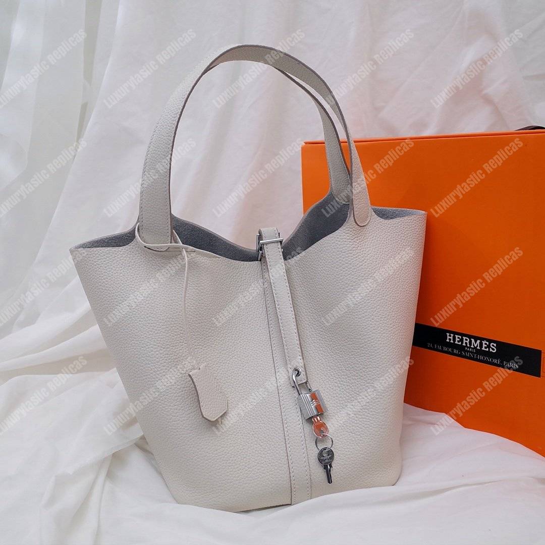 H**mes picotin 22 clemence blanc palladium hardware