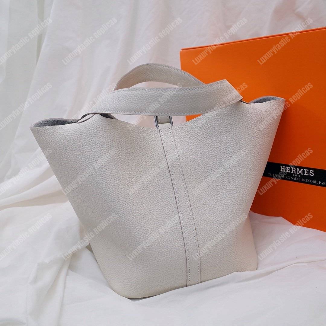 H**mes picotin 18 clemence blanc palladium hardware