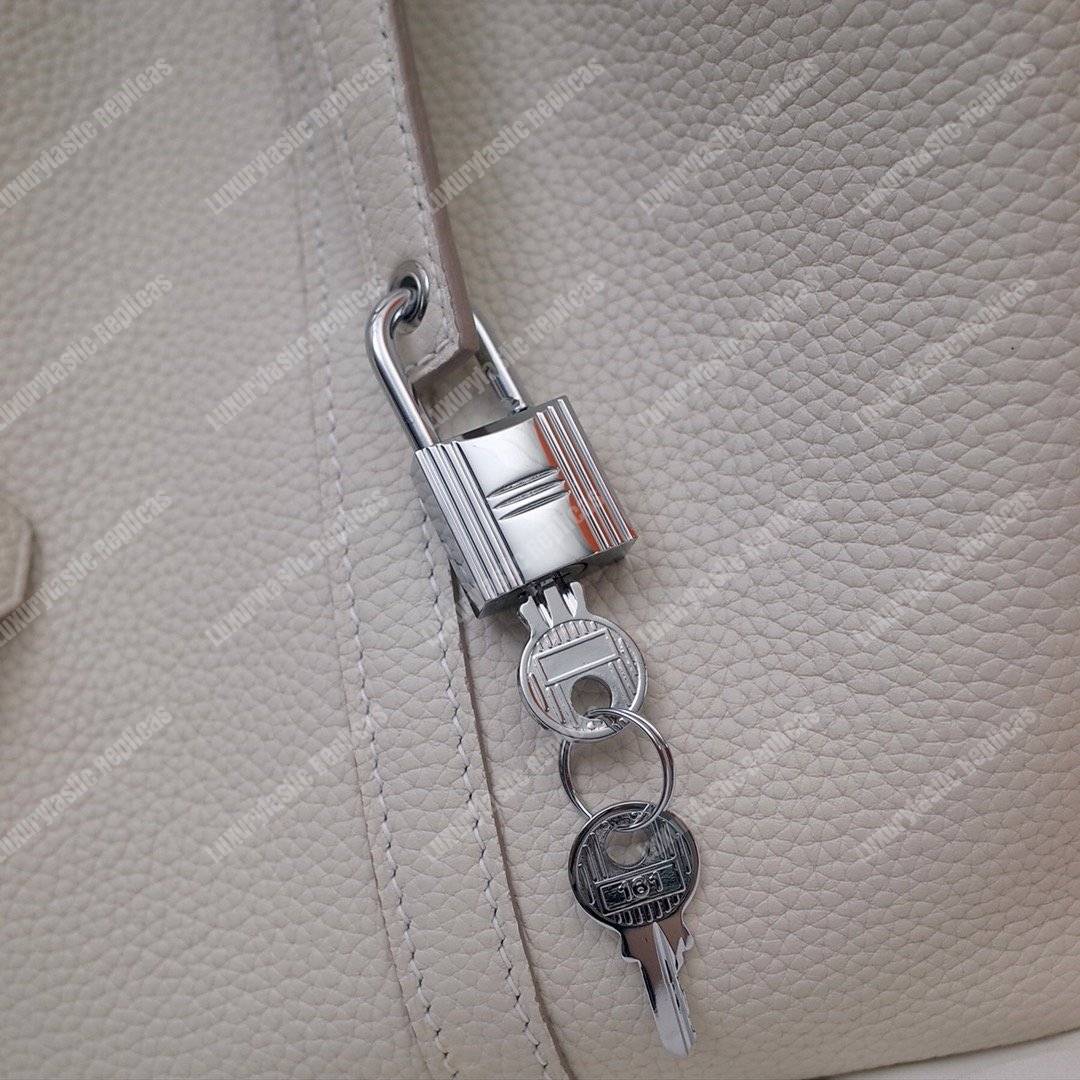 H**mes picotin 18 clemence blanc palladium hardware