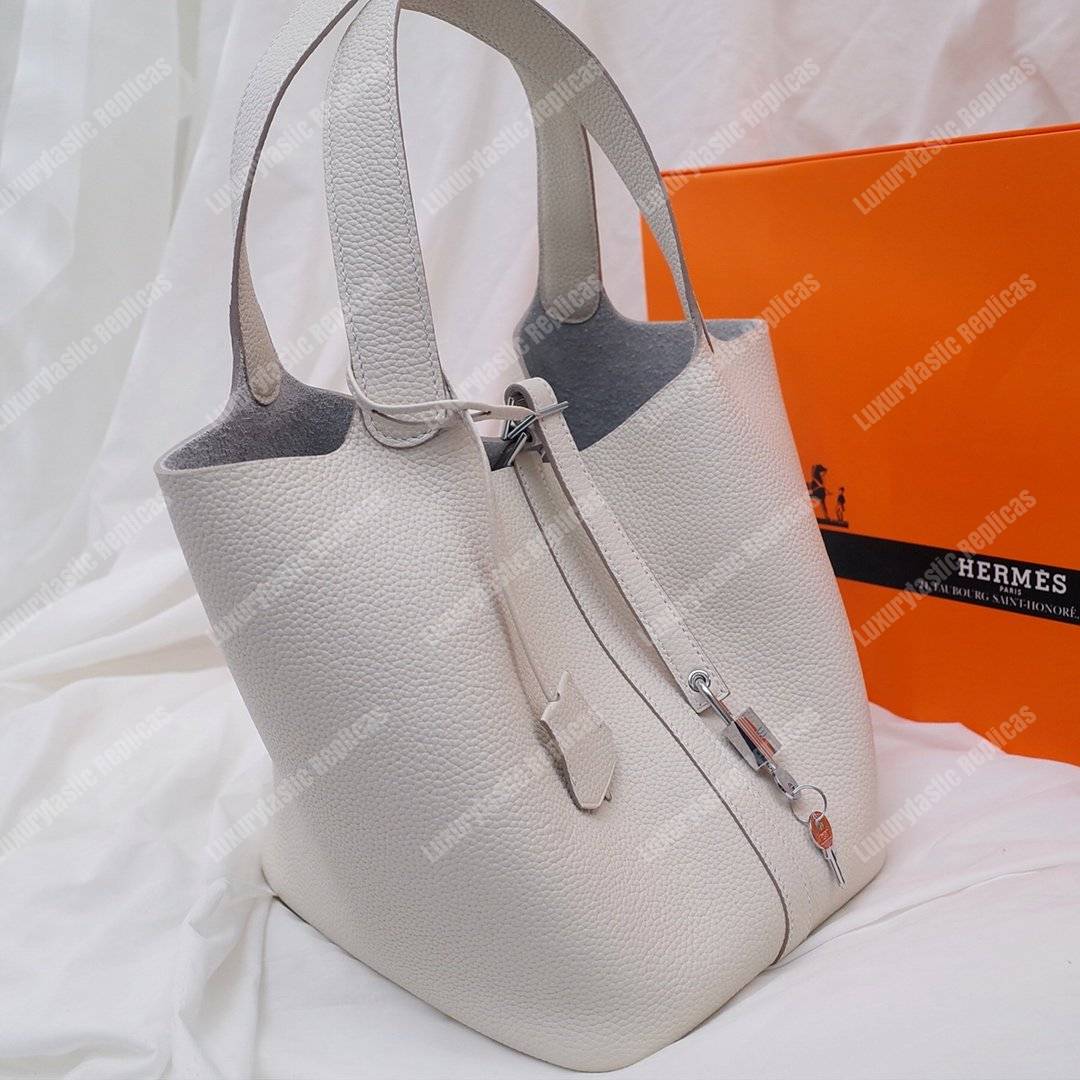H**mes picotin 18 clemence blanc palladium hardware