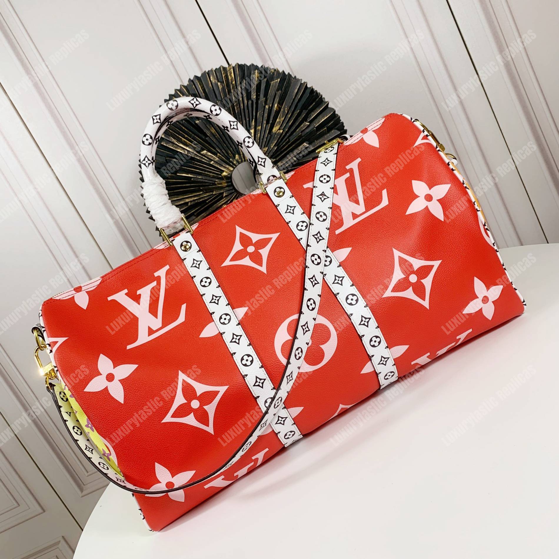 LV Keepall Bandouliere 50 Giant Monogram Red/Pink