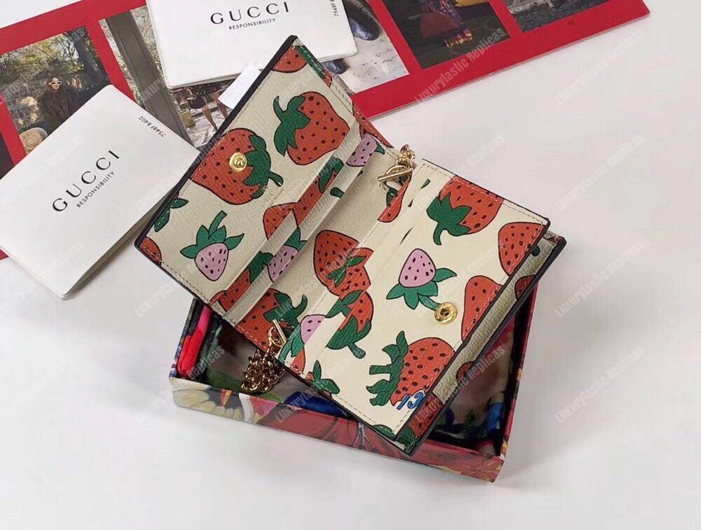 G*u*i zumi strawberry print card case wallet