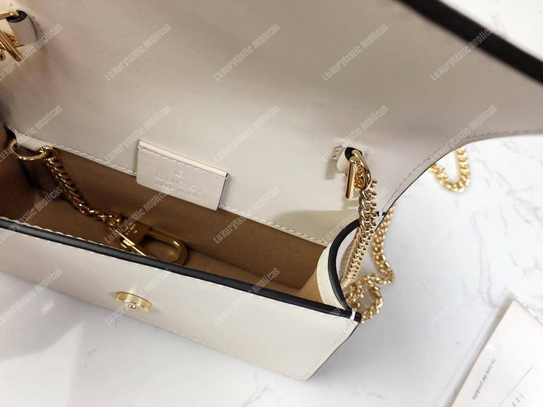 G*u*i sylvie leather mini chain bag white