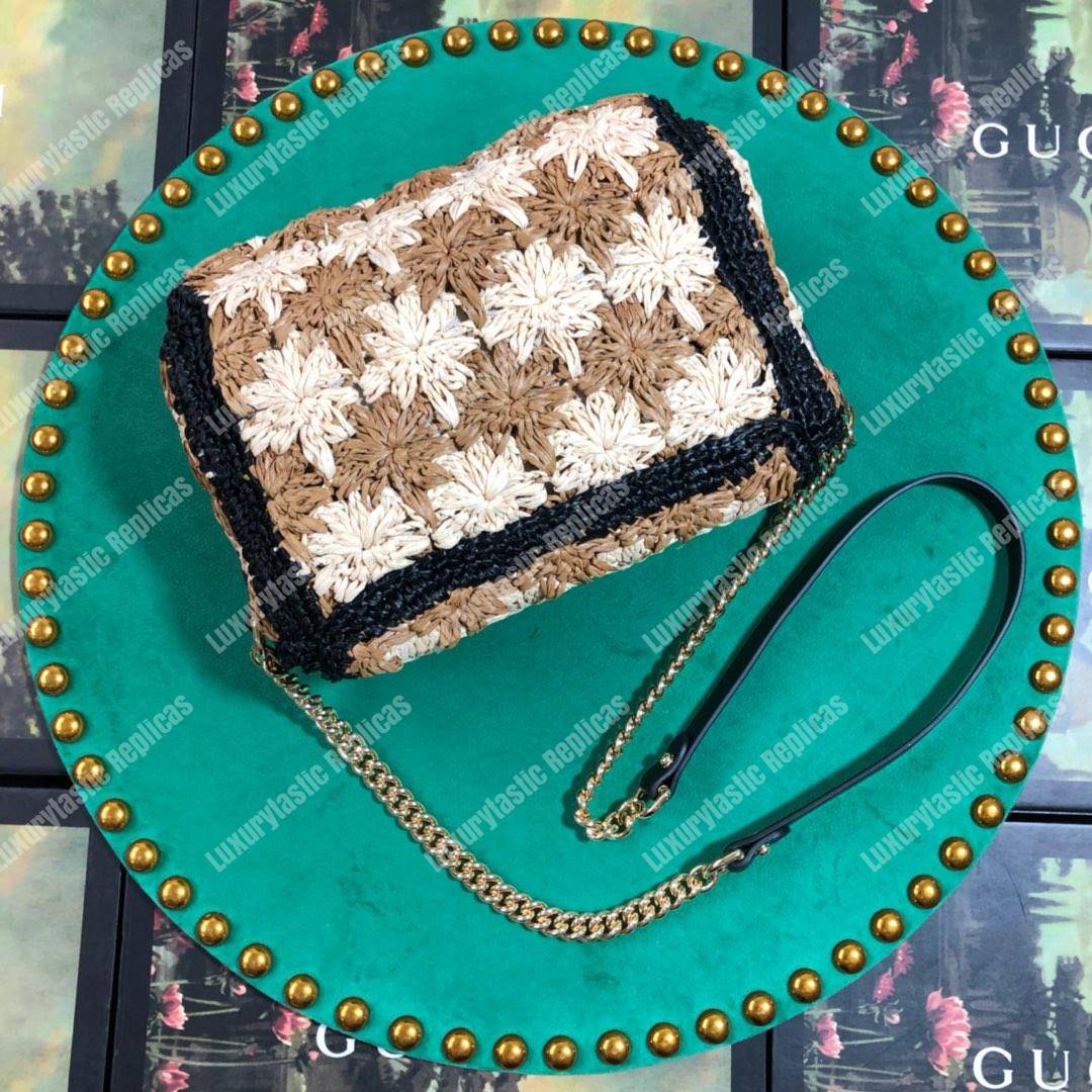 G*u*i marmont raffia small shoulder bag black