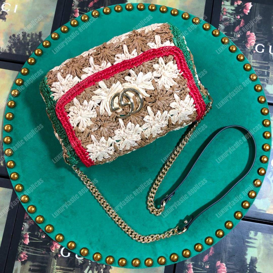 G*u*i marmont raffia small shoulder bag red green