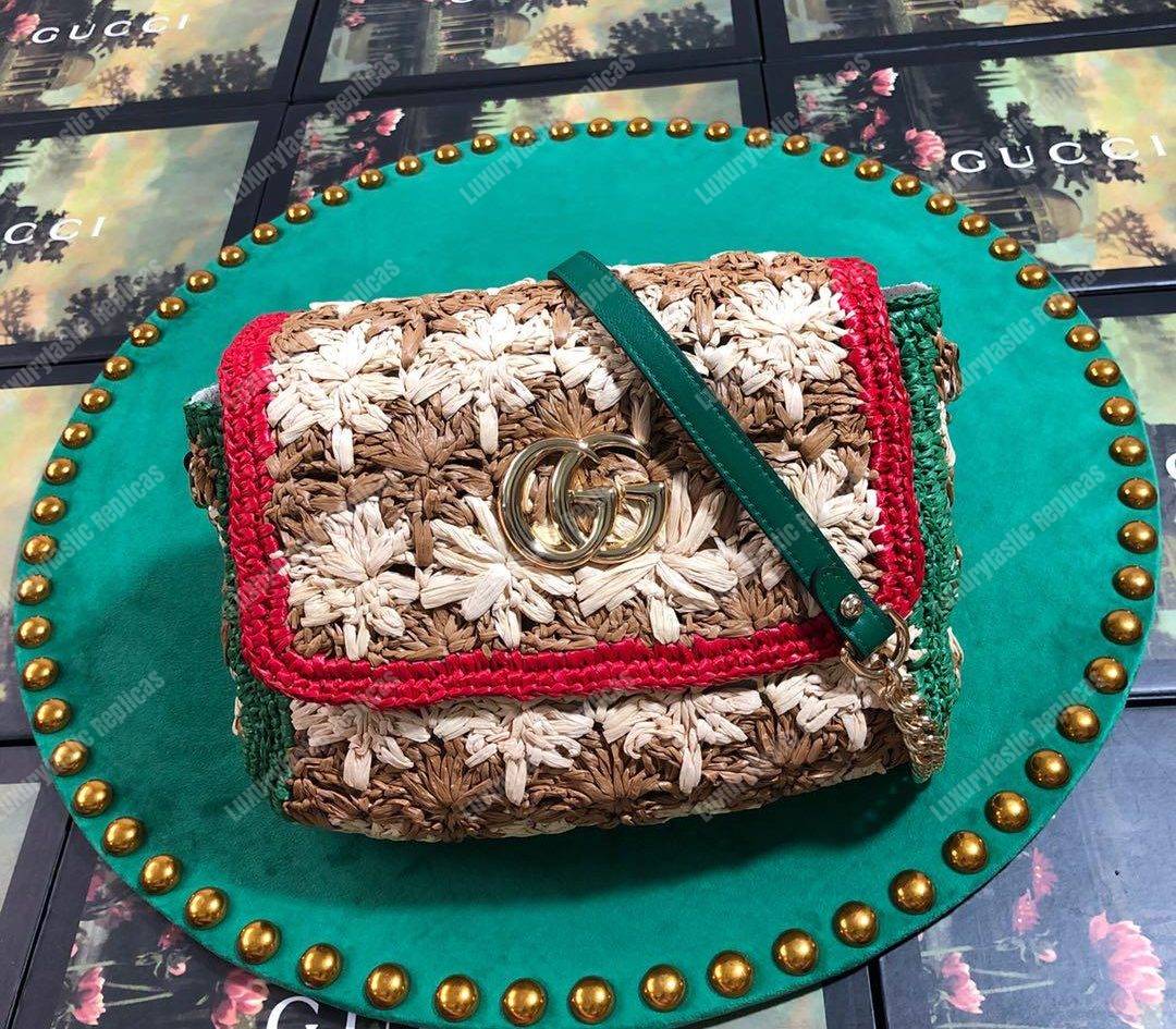 G*u*i marmont raffia small shoulder bag red green