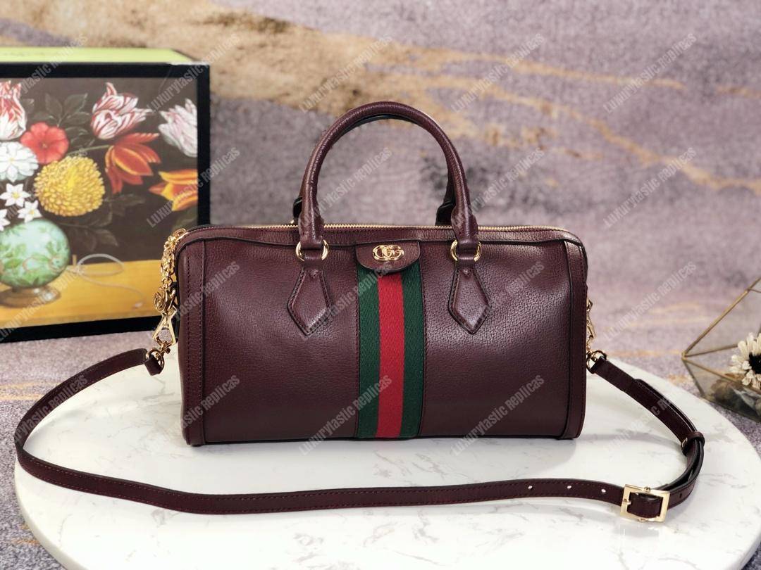 G*u*i ophidia medium top handle bag burgundy