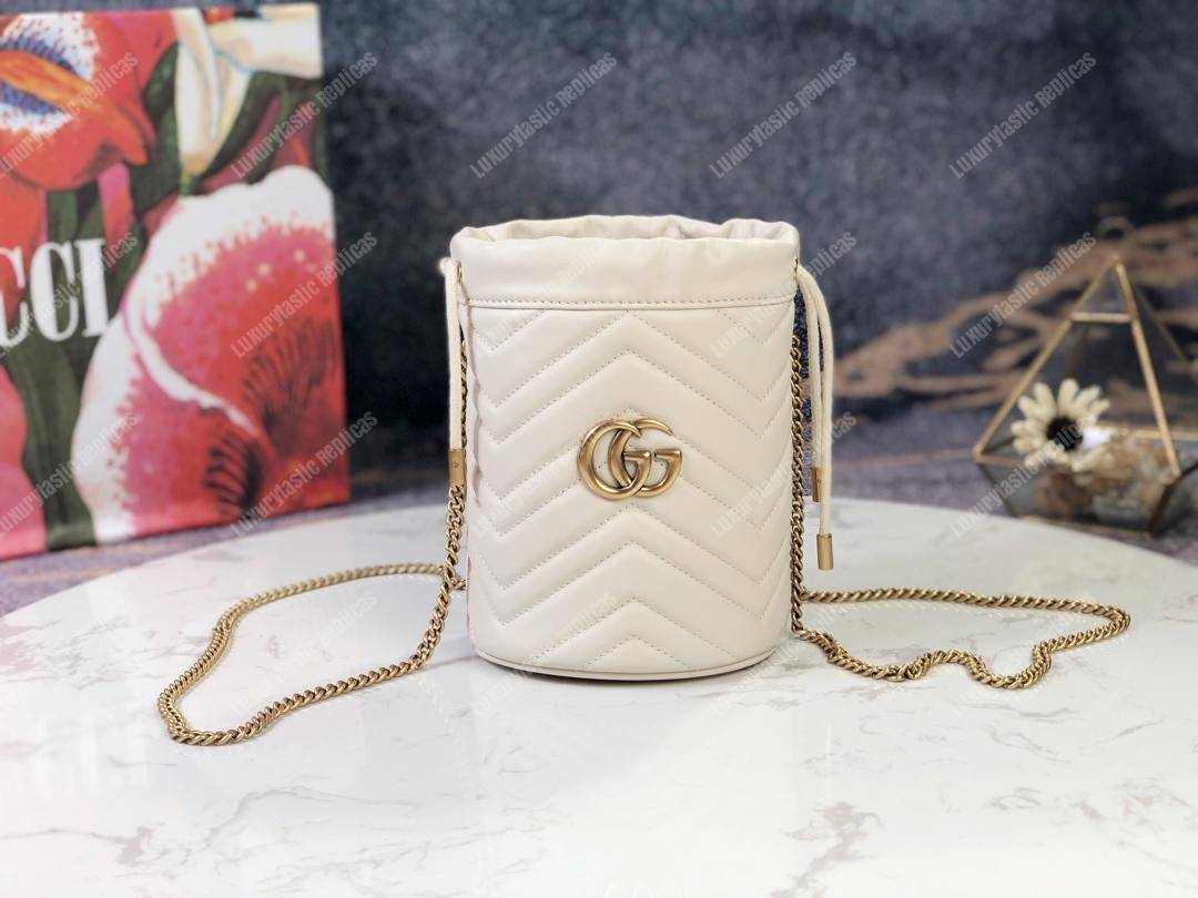 G*u*i gg marmont mini bucket bag white