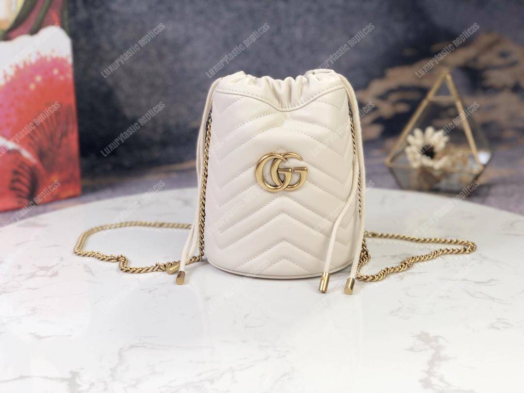 G*u*i gg marmont mini bucket bag white