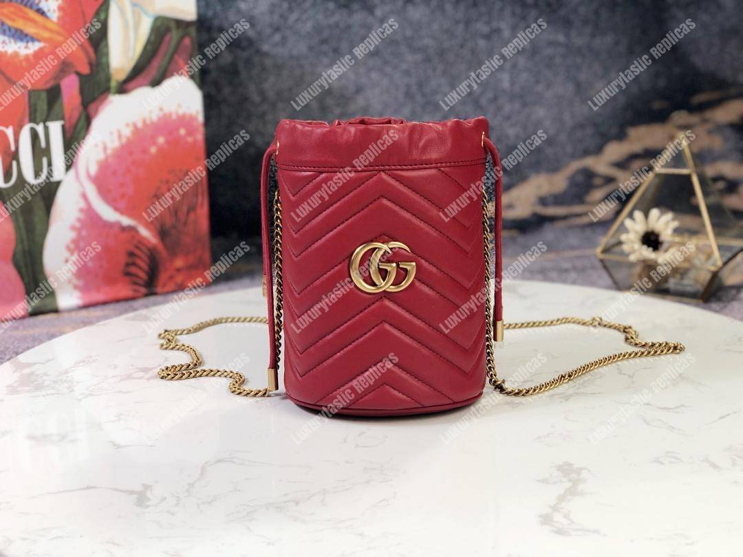 G*u*i gg marmont mini bucket bag hibiscus red
