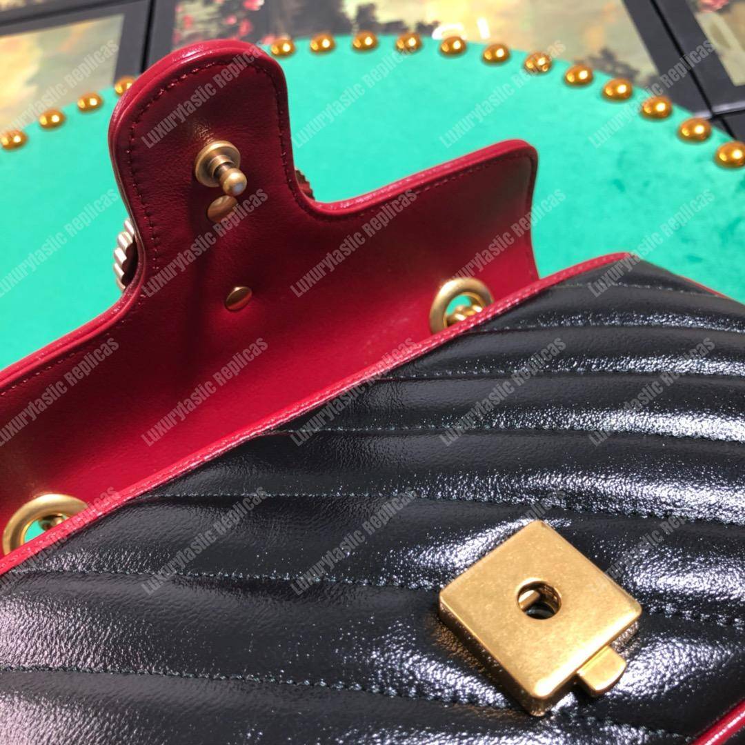 G*u*i gg marmont matelassé mini bag black cerise