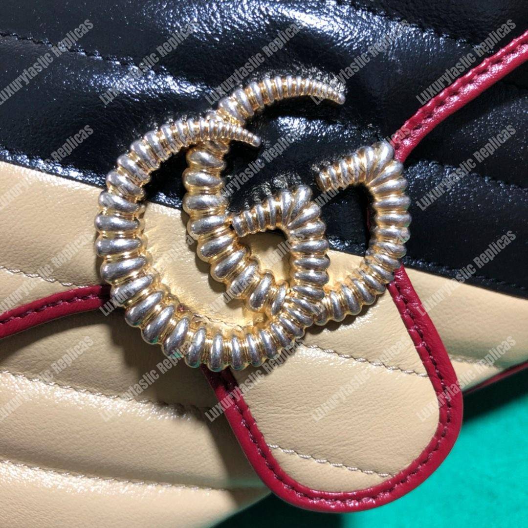 G*u*i gg marmont matelassé mini bag beige black cerise