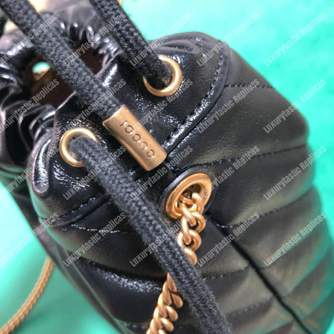 G*u*i gg marmont mini bucket bag black cerise