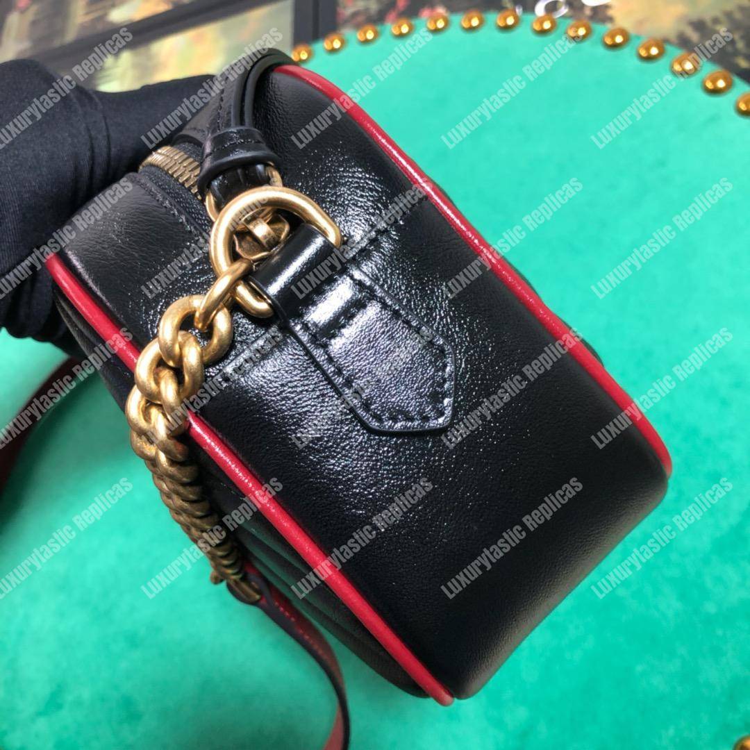 G*u*i gg marmont matelassé small shoulder bag black cerise