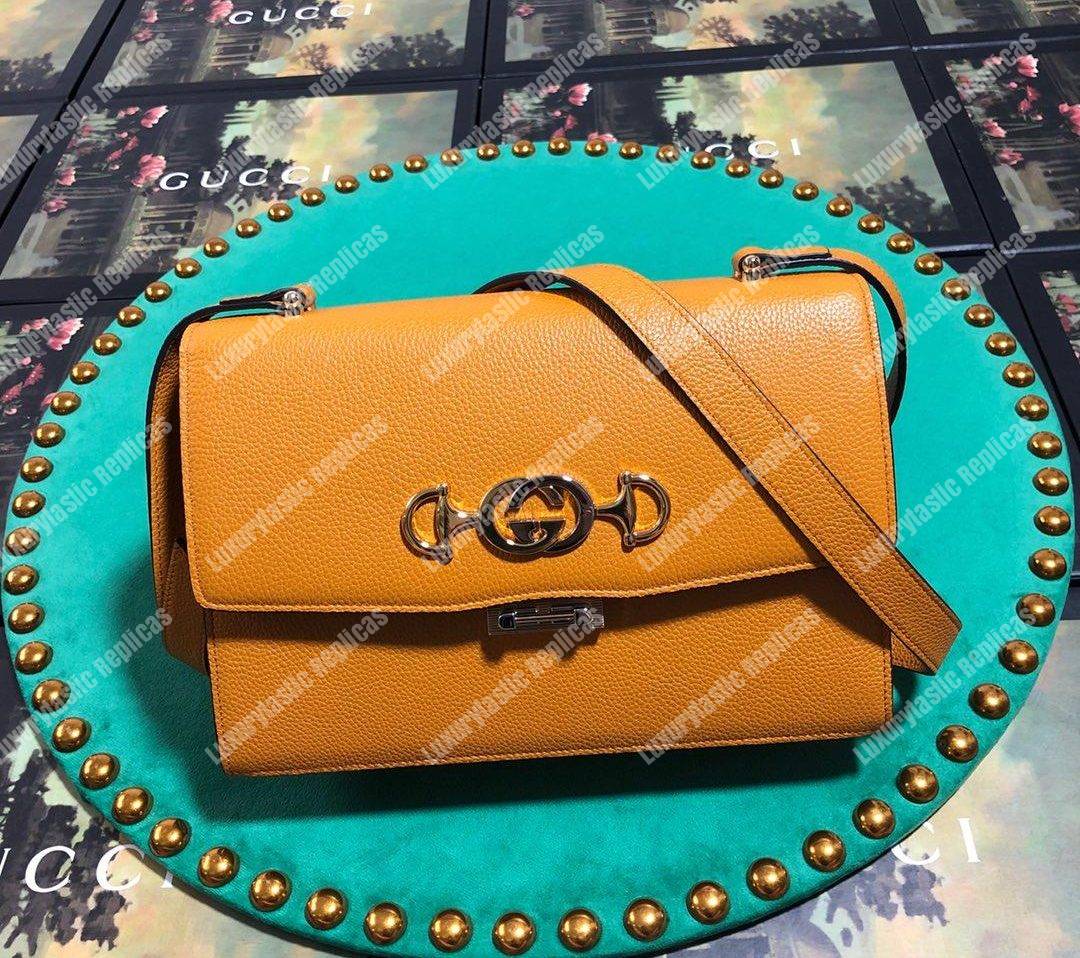 G*u*i zumi grainy leather small shoulder bag cognac