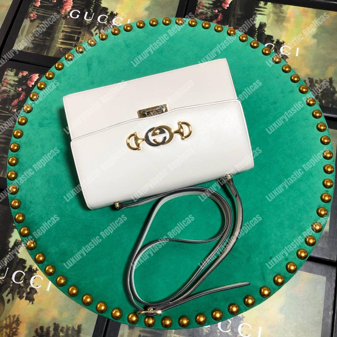 G*u*i zumi smooth leather small shoulder bag white